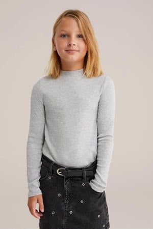 longsleeve rib gebreid grijs melange