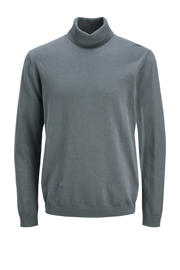 thumbnail: Grijsblauwe jongens JACK & JONES JUNIOR coltrui blauw van katoen met effen, lange mouwen en gebreide details