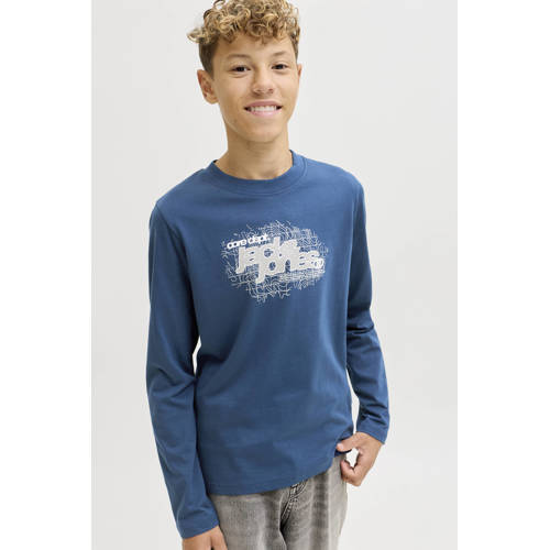 JACK & JONES JUNIOR longsleeve blauw Jongens Katoen Ronde hals Logo - maat 152 afbeelding
