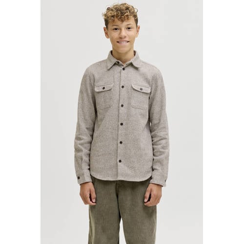 JACK & JONES JUNIOR overhemd grijs Jongens Katoen Klassieke kraag Effen