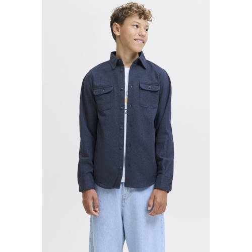 JACK & JONES JUNIOR overhemd donkerblauw Jongens Katoen Klassieke kraag