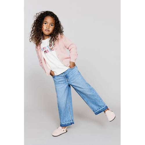 Mango Kids vest lichtroze fijn gebreid Meisjes Katoen V-hals Effen - maat 80 afbeelding
