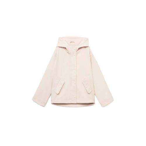 Mango Kids regenjas beige Meisjes Polyester Capuchon Effen - maat 146 afbeelding