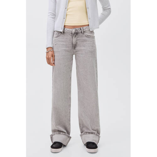 MANGO TEEN wide leg jeans grey denim Grijs Effen - maat 172(L) afbeelding