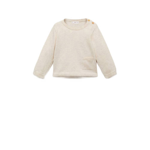 Mango Kids pullover beige fijn gebreid Trui Jongens Katoen Ronde hals Effen