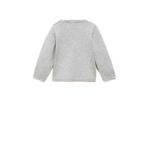 Mango Kids pullover grijs fijn gebreid Trui Jongens Katoen Ronde hals Effen