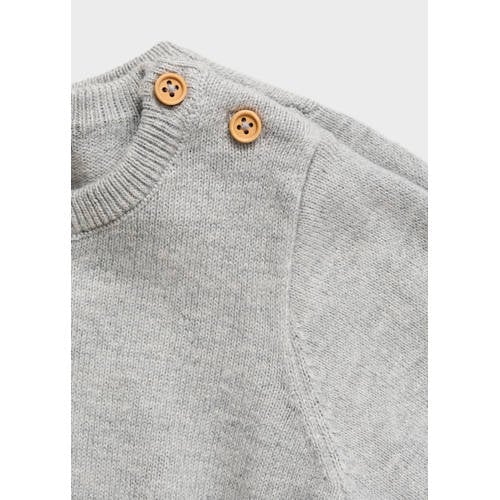 Mango Kids pullover grijs fijn gebreid Trui Jongens Katoen Ronde hals Effen