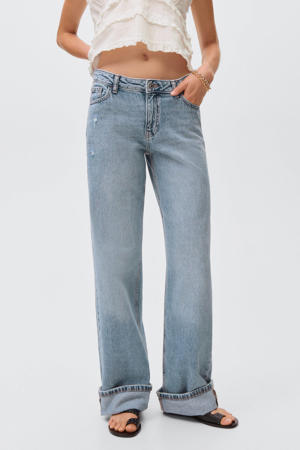 wide leg jeans medium blue denim