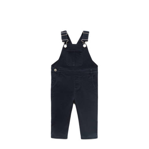 Mango Kids tuinbroek marineblauw Jongens Stretchkatoen Vierkante hals Effen - maat 86 afbeelding