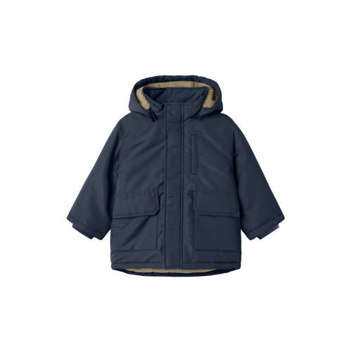NAME IT MINI parka donkerblauw Jas Jongens Polyester Capuchon Effen - maat 86 afbeelding