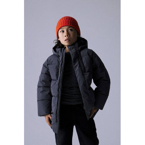 NAME IT KIDS gewatteerde jas grijs Jongens Polyester Capuchon Effen - maat 164 afbeelding
