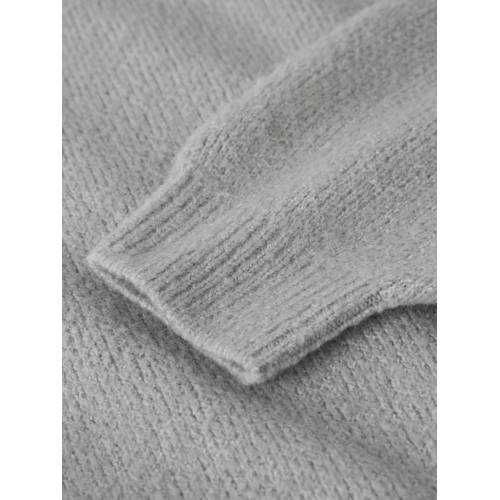 NAME IT KIDS midi jurk gebreid grijs melange Meisjes Acryl Ronde hals Effen