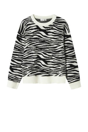 trui met zebraprint zwart fijn gebreid
