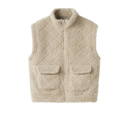 NAME IT KIDS teddy gilet beige Effen