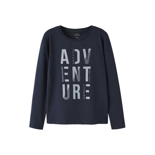 NAME IT KIDS longsleeve donkerblauw Jongens Stretchkatoen Ronde hals Printopdruk - maat 146/152 afbeelding