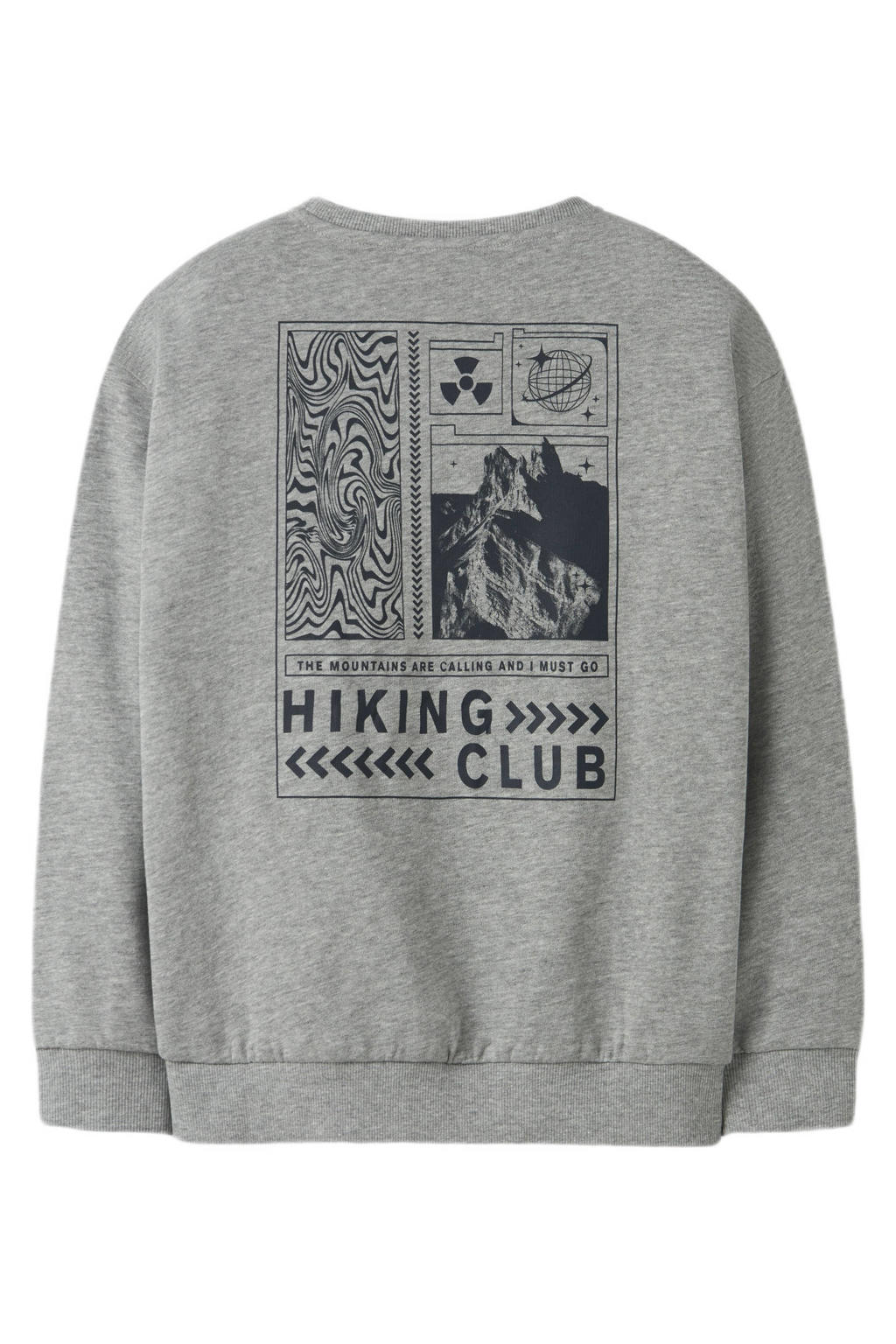 NAME IT KIDS sweater met backprint grijs melange