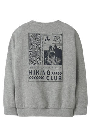 sweater met backprint grijs melange