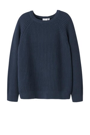 trui donkerblauw grof gebreid