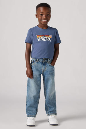 loose fit straight leg jeans light blue denim