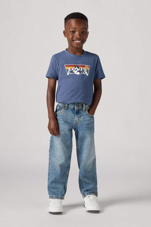 loose fit straight leg jeans light blue denim