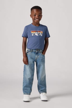 loose fit straight leg jeans light blue denim