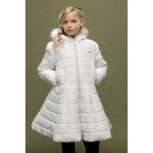 Le Chic winterjas offwhie Wit Meisjes Polyester Capuchon Effen