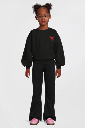 jacquard flared panterprint broek zwart
