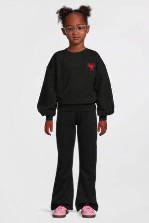 jacquard flared panterprint broek zwart