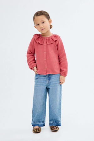 blouse koraalrood broderie