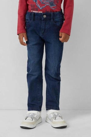 regular waist slim-fit jeans dark blue denim