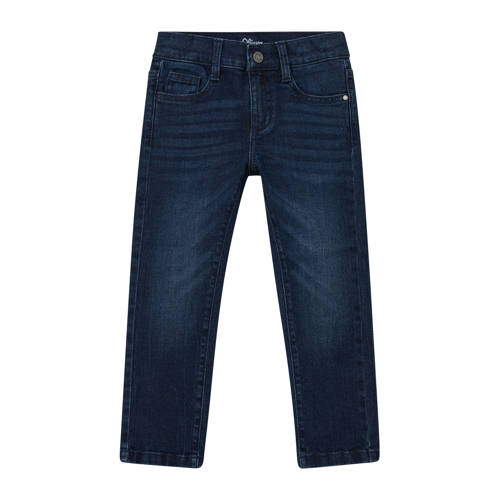 s.Oliver regular waist slim-fit jeans dark blue denim Blauw Effen - maat 140 afbeelding