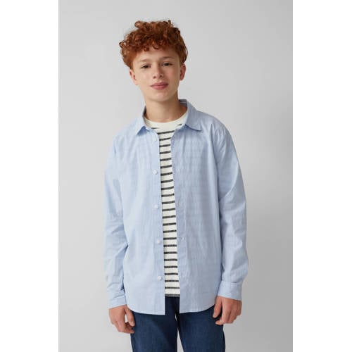 s.Oliver overhemd blauw Jongens Stretchkatoen Klassieke kraag Streep
