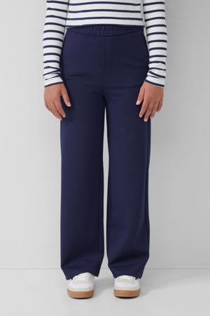 wide leg casual broek donkerblauw