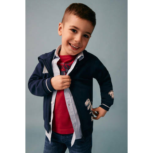 s.Oliver overhemd blauw Jongens Stretchkatoen Klassieke kraag Streep