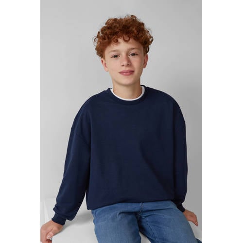 s.Oliver sweater donkerblauw Effen