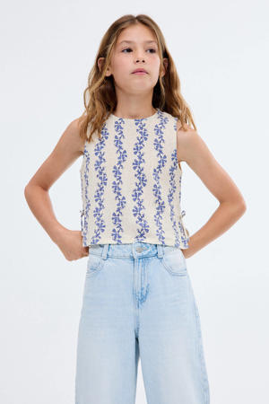 mouwloze top blauw