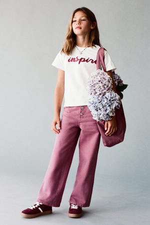 wide leg casual broek donkerrood