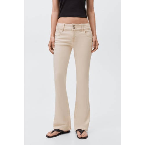 MANGO TEEN low waist flared jeans beige Meisjes Katoen Effen