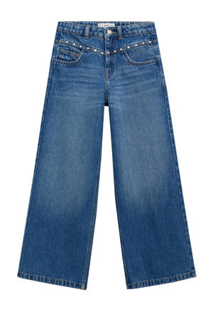 wide leg jeans dark blue denim