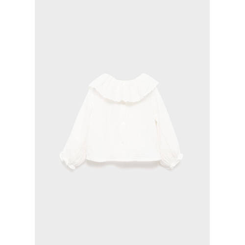 Mango Kids blousetop wit Meisjes Katoen Peter Pan-kraag Effen - maat 86 afbeelding
