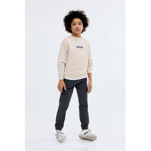 Mango Kids tapered cargobroek marineblauw Jongens Stretchkatoen Effen - maat 134 afbeelding