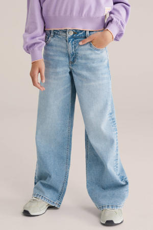 relaxed straight leg jeans light blue denim