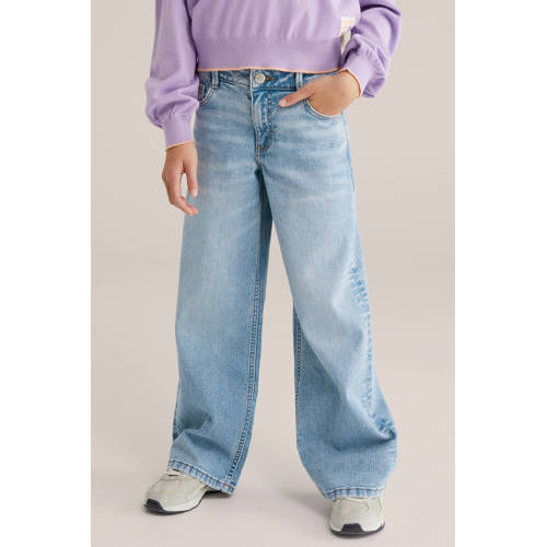 WE Fashion Blue Ridge relaxed straight leg jeans light blue denim Blauw Meisjes Stretchdenim