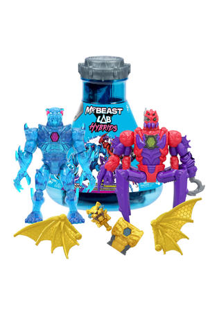 MrBeast - Lab Hybrids Multi Pack SHADOW-WEB vs PLASMA PANTHER - Bouw Jouw Eigen Beest! - Mix & Match Actiefiguren