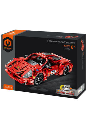 Pull Back Supercar Rood Constructiespeelgoed