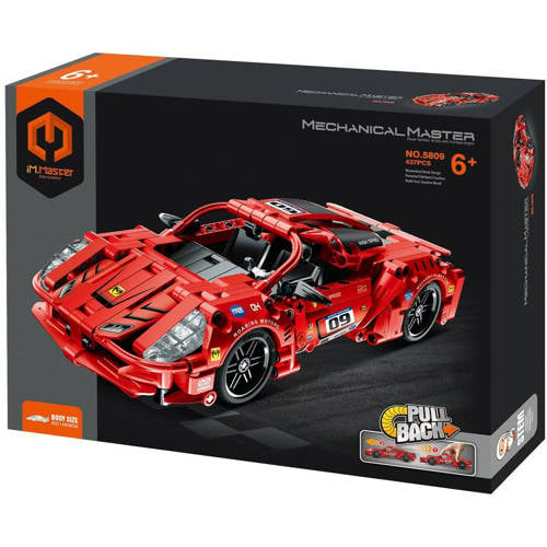 IM.MASTER Pull Back Supercar Rood Constructiespeelgoed Speelvoertuig afbeelding