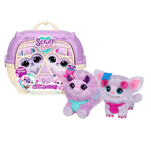 Moose Toys Scruff a Luvs Twin Fantasy - 2 Mystery Knuffels in Draagmand Speelfiguur afbeelding