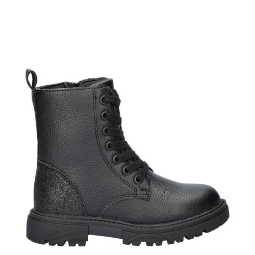 Nelson Kids veterboots zwart Meisjes Imitatieleer Effen - maat 37 afbeelding