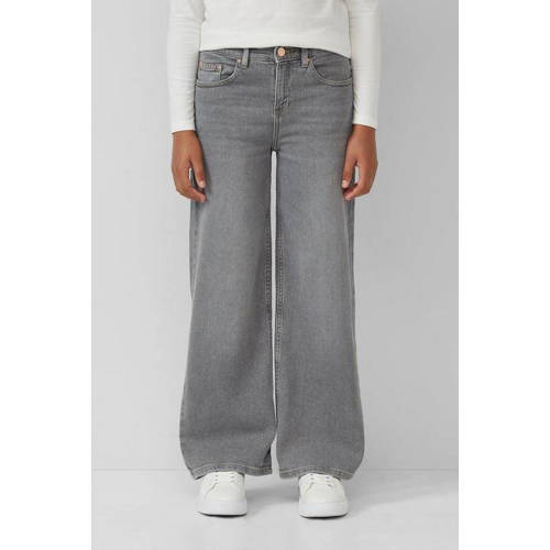 s.Oliver high waist wide leg jeans grey denim Grijs Meisjes Stretchdenim - maat 146 afbeelding