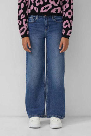 high waist wide leg jeans medium blue denim